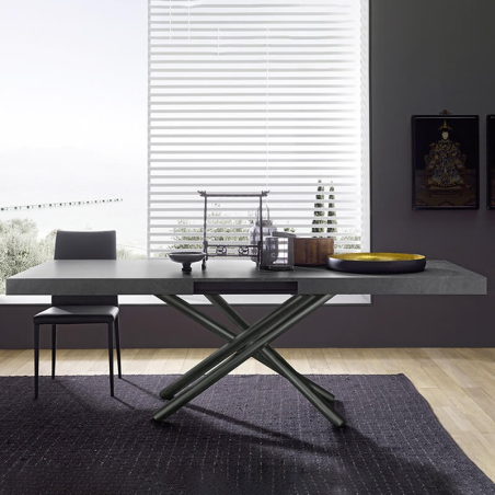Table extensible design de fabrication italienne en mélaminé gris - Fahrenheit