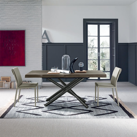 Table en bois design italien extensible avec pied mikado -Fahrenheit