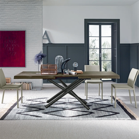 Table extensible design italien rectangulaire avec pied mikado - Fahrenheit