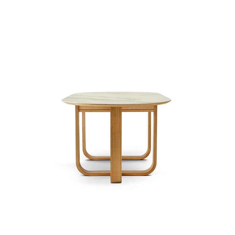 Table de salle à manger en céramique et en bois
