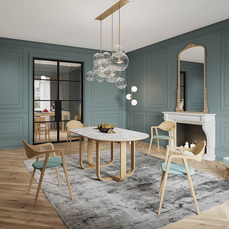 Table à manger origine France en céramique et en bois