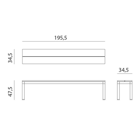 Rio Bench Alu - Banc de jardin en aluminium peint fabriqué en Italie