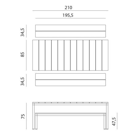 Salon de jardin avec table et bancs en aluminium fabriqué en Italie - Set Rio Bench Alu
