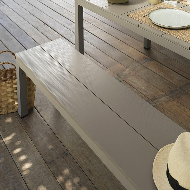 Salon de jardin avec table et bancs en aluminium fabriqué en Italie - Set Rio Bench Alu