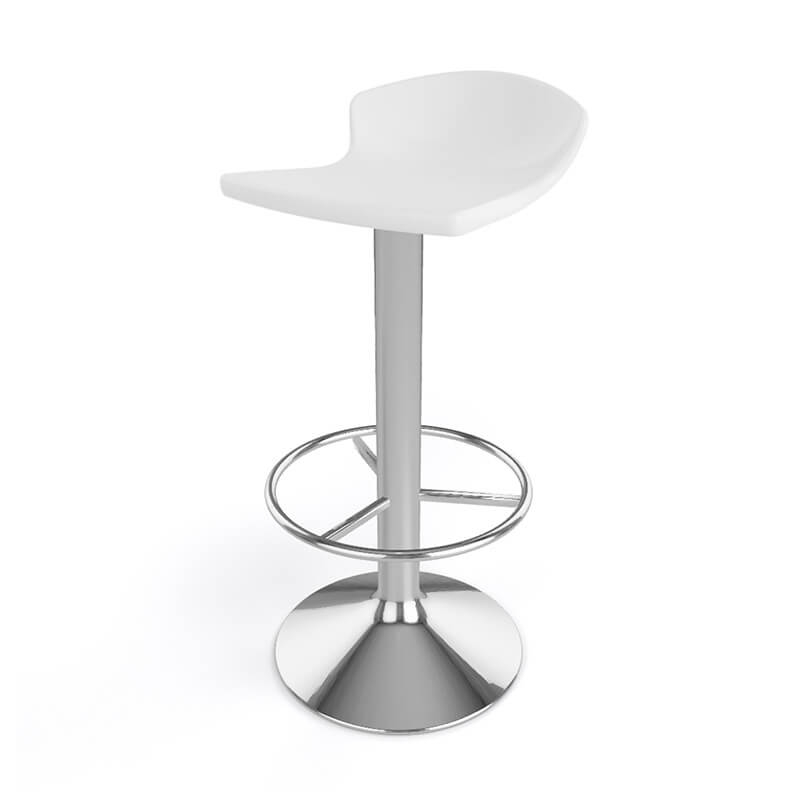 Tabouret bar pivotant italien en technopolymère blanc et métal chromé - Free