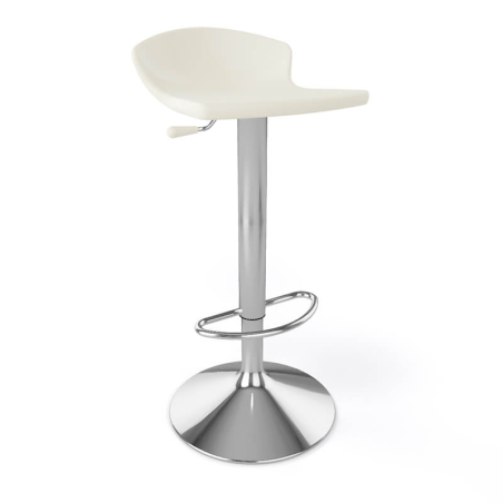 Tabouret italien réglable en hauteur et pivotant en plastique beige et métal chromé - Guliver