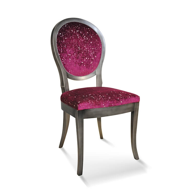 Chaise médaillon de style Louis XVI en bois massif et tissu fabriquée en France - Pauline