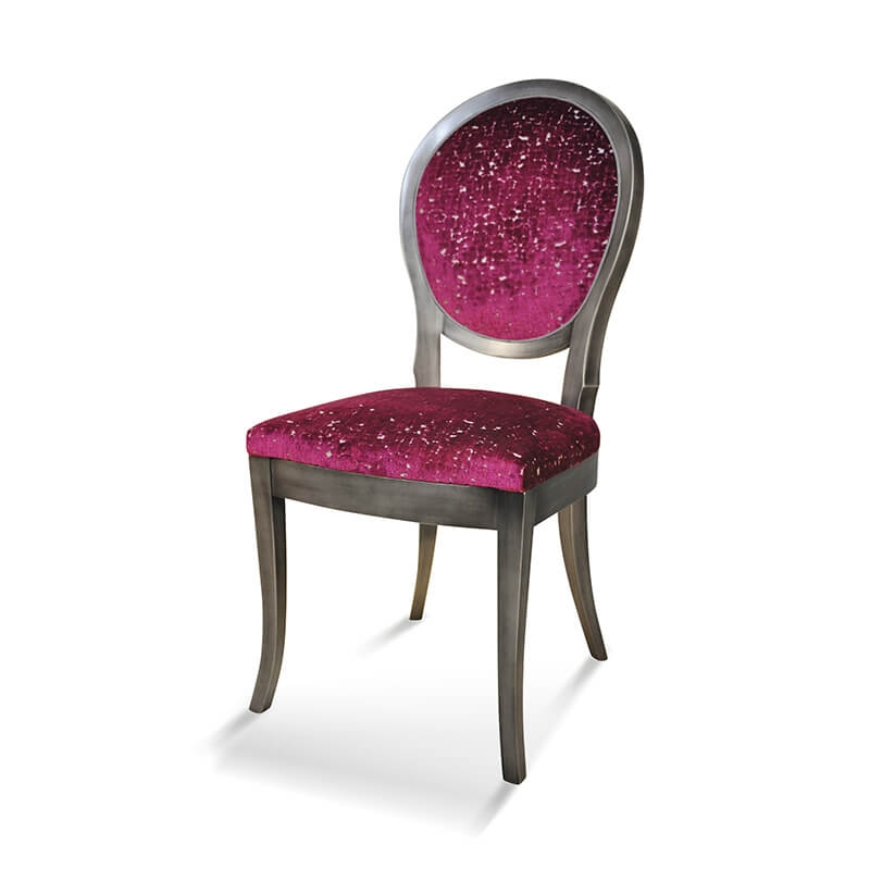 Chaise de style Louis XVI en bois massif et tissu fabriquée en France - Pauline