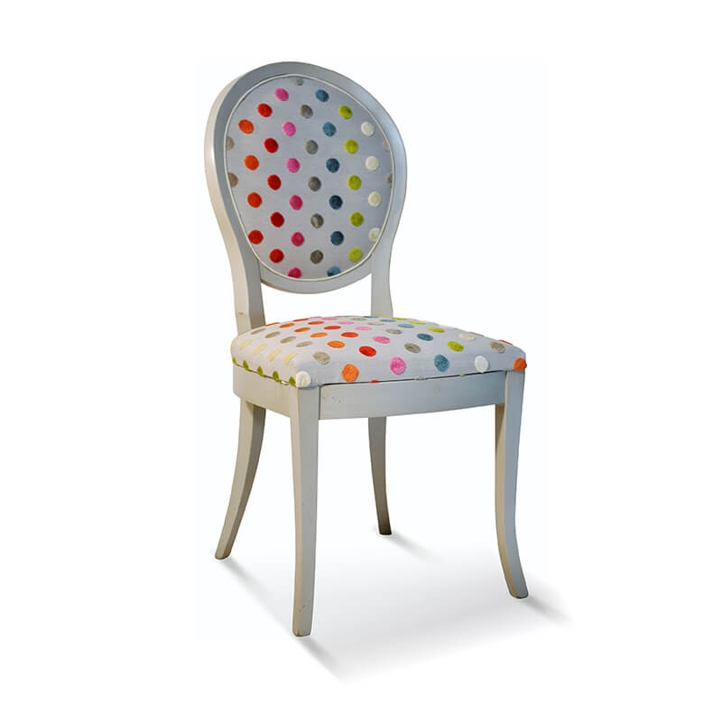 Chaise Louis XVI en bois massif et tissu fabriquée en France - Pauline