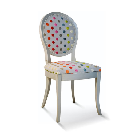 Chaise Louis XVI en bois massif et tissu fabriquée en France - Pauline