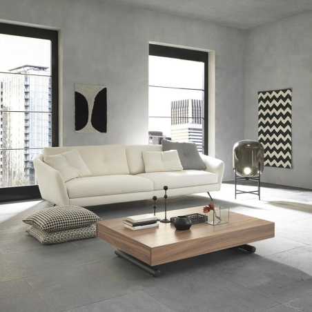 Table italienne relevable en noyer avec allonges de couleur graphite - Febo AT046