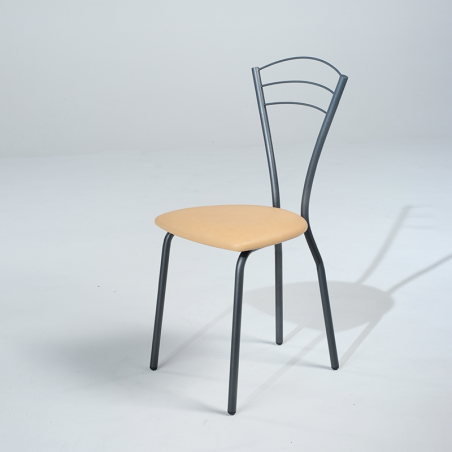 Chaise actuelle française en métal avec assise rembourrée - Rebecca