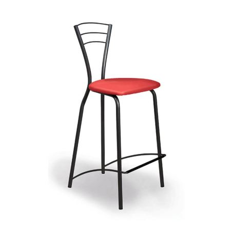 Tabouret haut avec dossier et pieds en métal fabriqué en France - Rebecca