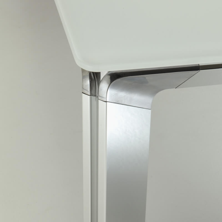 Console en verre blanc et pieds en aluminium brillant fabriquée en Italie - Class