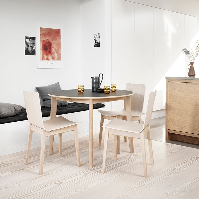 able ronde extensible en bois et stratifié de fabrication danoise - SM120