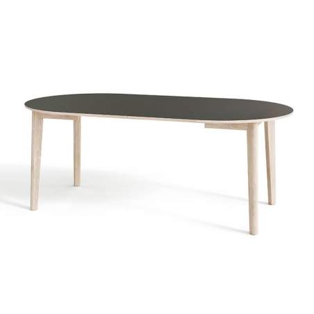 able ronde en bois et stratifié de fabrication danoise avec allonges - SM120