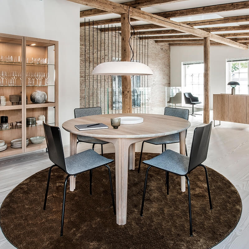 Table ronde extensible en bois massif conçue au Danemark - SM112