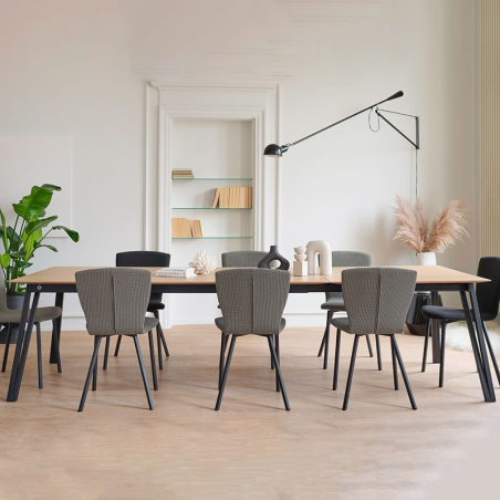 Brest Mobitec® - Table en bois massif extensible avec pieds en métal forme épingle