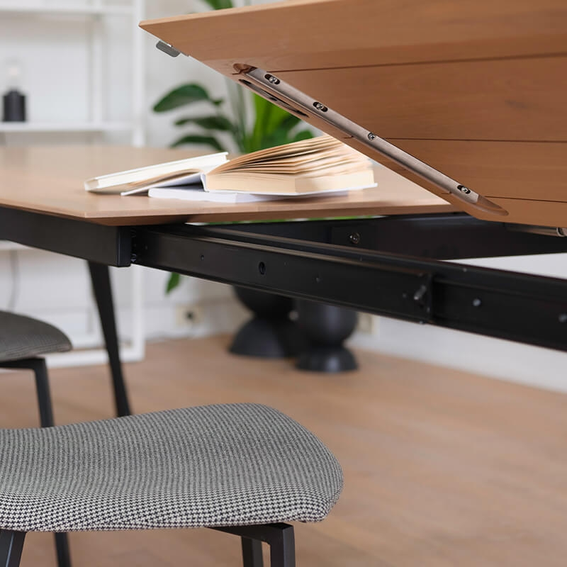 Brest Mobitec® - Table en bois massif extensible avec pieds en métal forme épingle