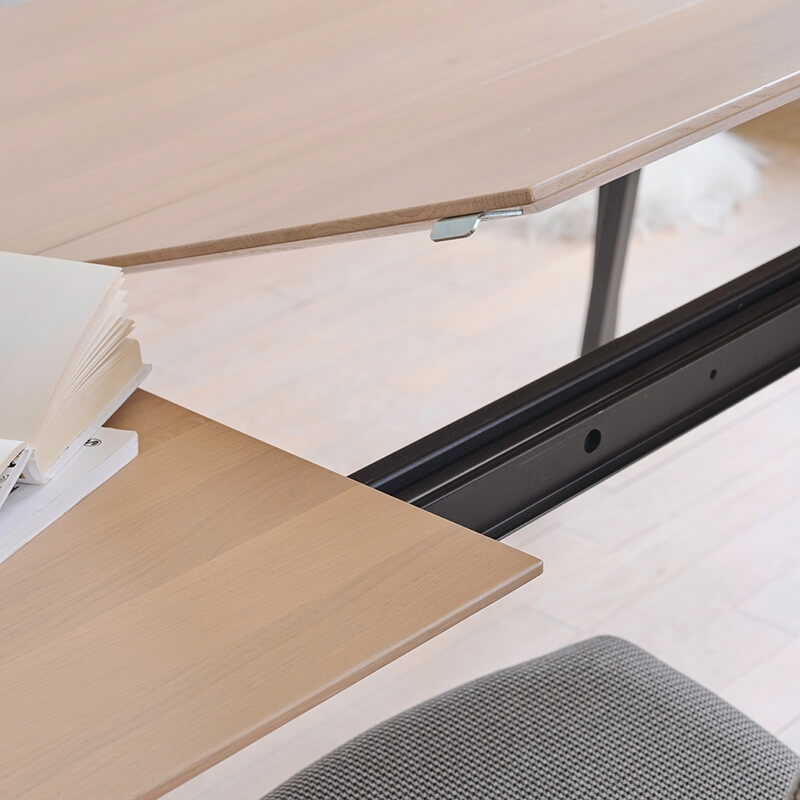 Brest Mobitec® - Table en bois massif extensible avec pieds en métal forme épingle