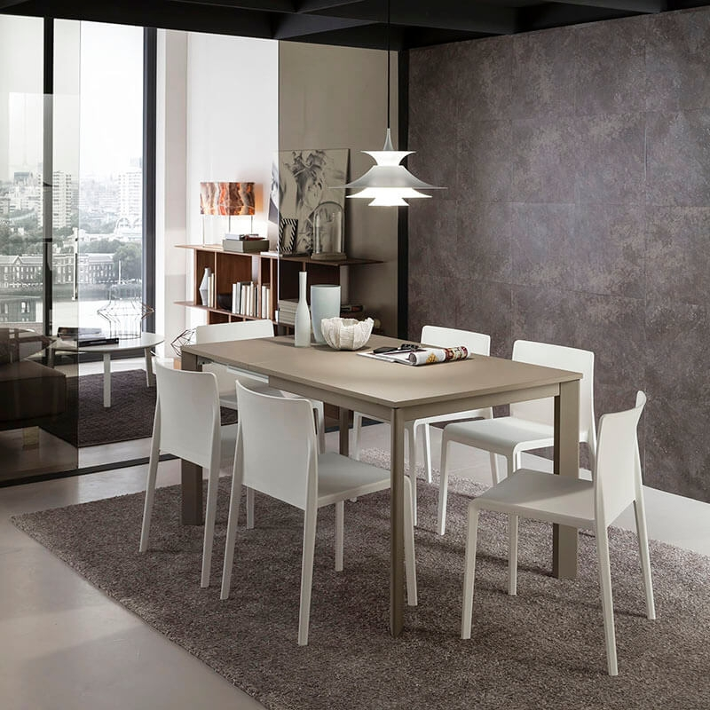 Table carrée extensible italienne en fénix marron - Mario Super Quadrato