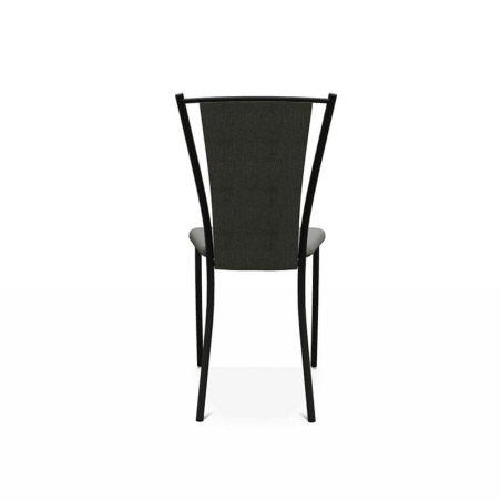 Chaise en tissu gris et structure en acier noir de style contemporain fabriquée en Belgique - Reina