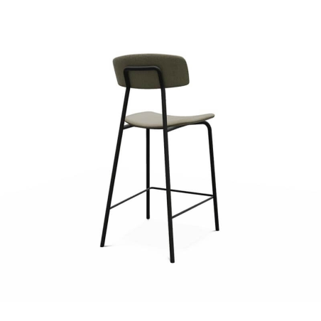 Tabouret haut gris de style vintage en tissu fabriqué en Belgique - BarLazio