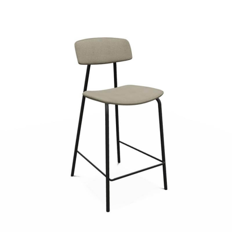 Tabouret snack de style vintage en tissu gris fabriqué en Belgique - BarLazio
