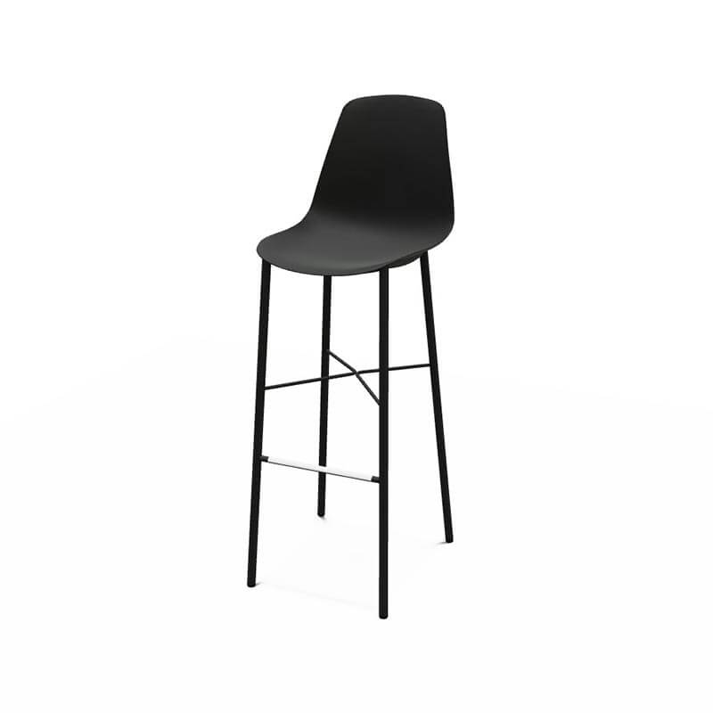 Tabouret bar moderne de couleur noire en polypropylène et métal - BarCloë
