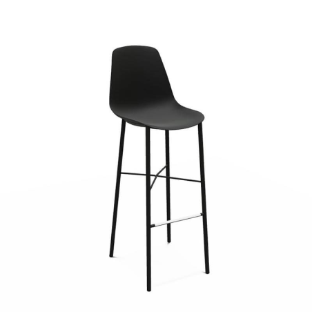 Tabouret bar noir moderne en polypropylène et métal - BarCloë