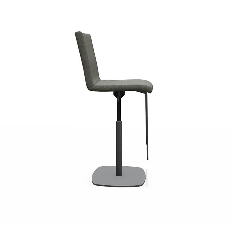 Tabouret haut en acier époxy noir et en tissu gris fabriqué en Belgique - BarSherpa