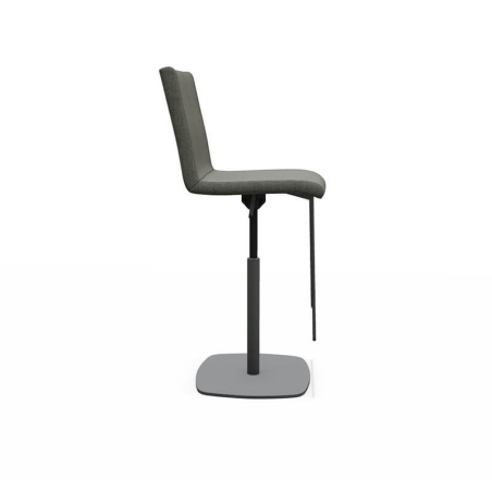 Tabouret haut en acier époxy noir et en tissu gris fabriqué en Belgique - BarSherpa