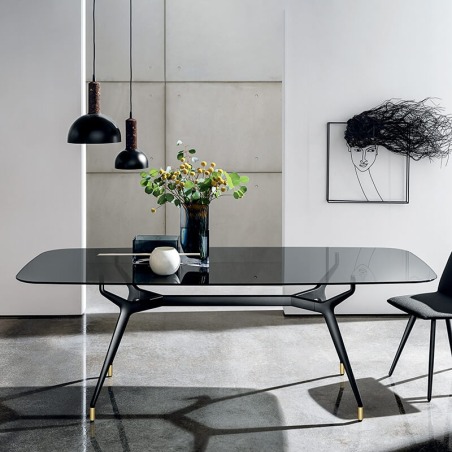Table design rectangulaire en verre avec bords arrondis - Arkos Sovet®