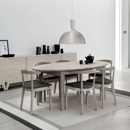 Table ovale extensible en bois massif fabriquée au Danemark - SM78