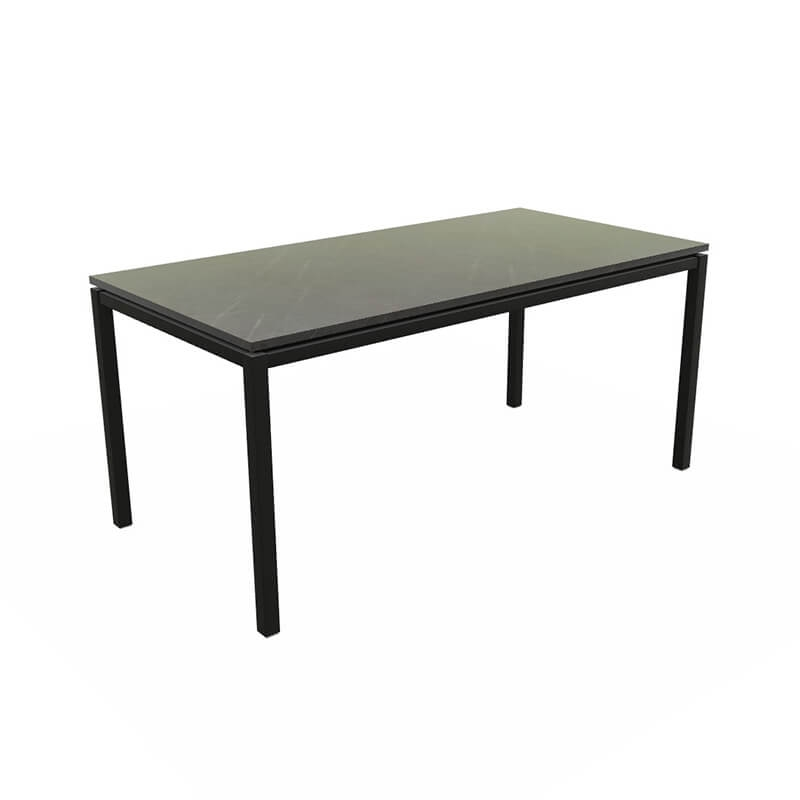 Table haute snack en stratifié effet marbre noir avec pieds en métal - Vicenza