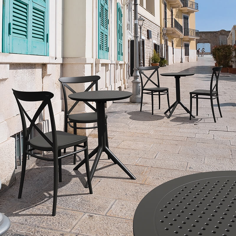 Chaise d'extérieur noire style bistrot - Cross