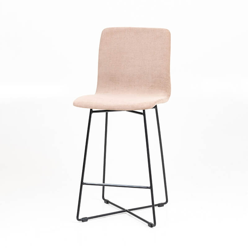 Amelie - Tabouret snack en tissu et pieds métal croisé