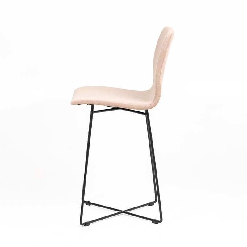 Amelie - Tabouret snack en tissu et pieds métal croisé