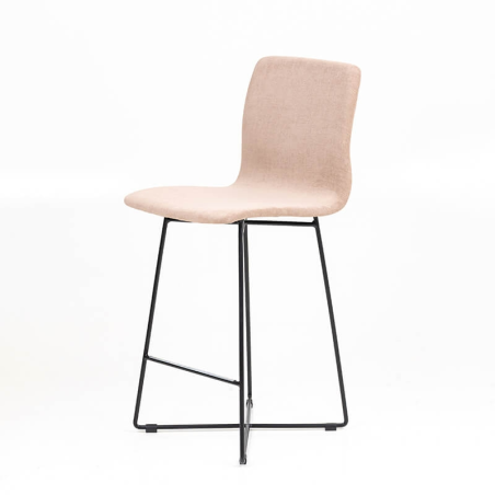 Amelie - Tabouret snack en tissu et pieds métal croisé