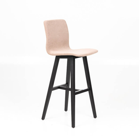 Tabouret bar en tissu écru et pieds en bois massif - BarAmelie