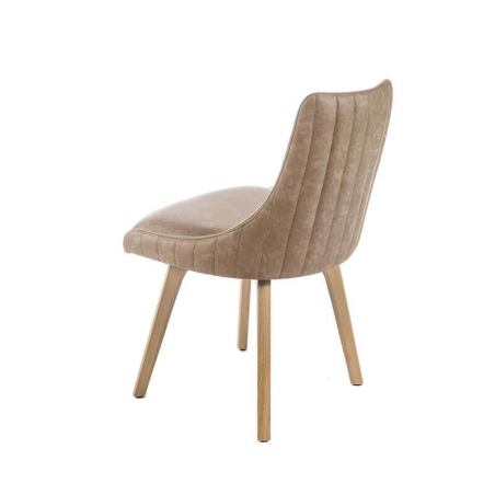Chaise matelassée beige en synthétique et chêne massif - Lars line