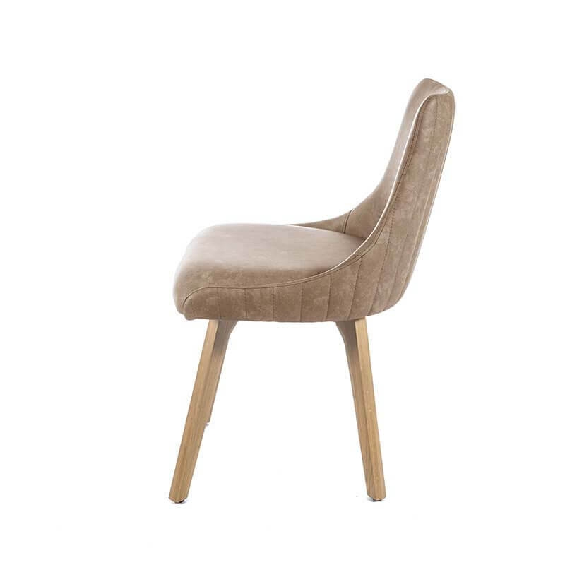 Chaise matelassée beige en bois massif et en synthétique - Lars line