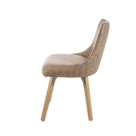 Chaise matelassée beige en bois massif et en synthétique - Lars line