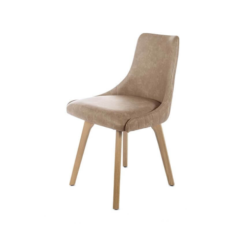 Chaise beige matelassée en synthétique et en bois de chêne - Lars line
