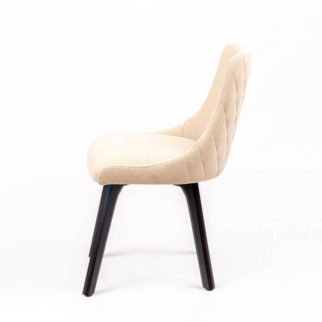 Chaise en tissu matelassé écru diamant et en hêtre - Lars diamant