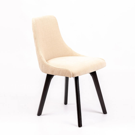 Chaise en tissu matelassé écru diamant et en bois massif - Lars diamant