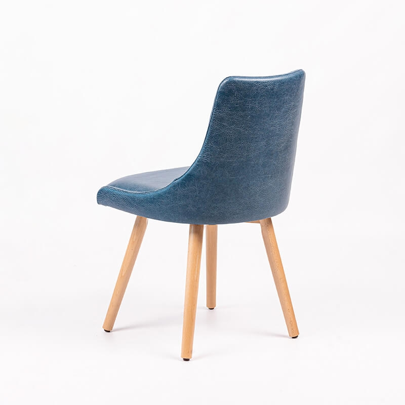 Chaise bleue en synthétique et pieds en bois massif - Lars