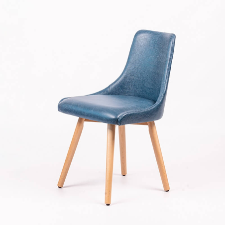 Chaise confortable en synthétique et pieds en hêtre - Lars