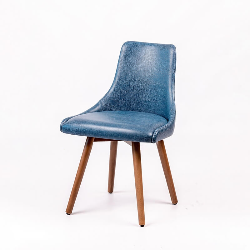 Chaise en synthétique bleu et pieds en bois - Lars