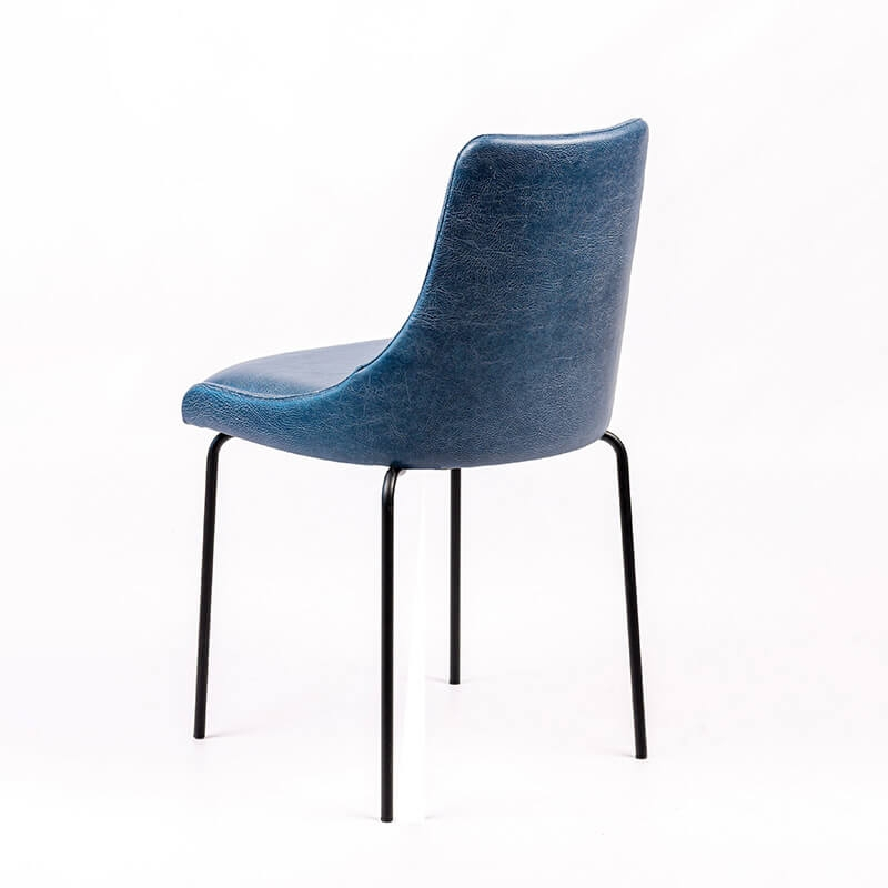 Chaise confortable bleue avec pieds fins en métal noir - Lars